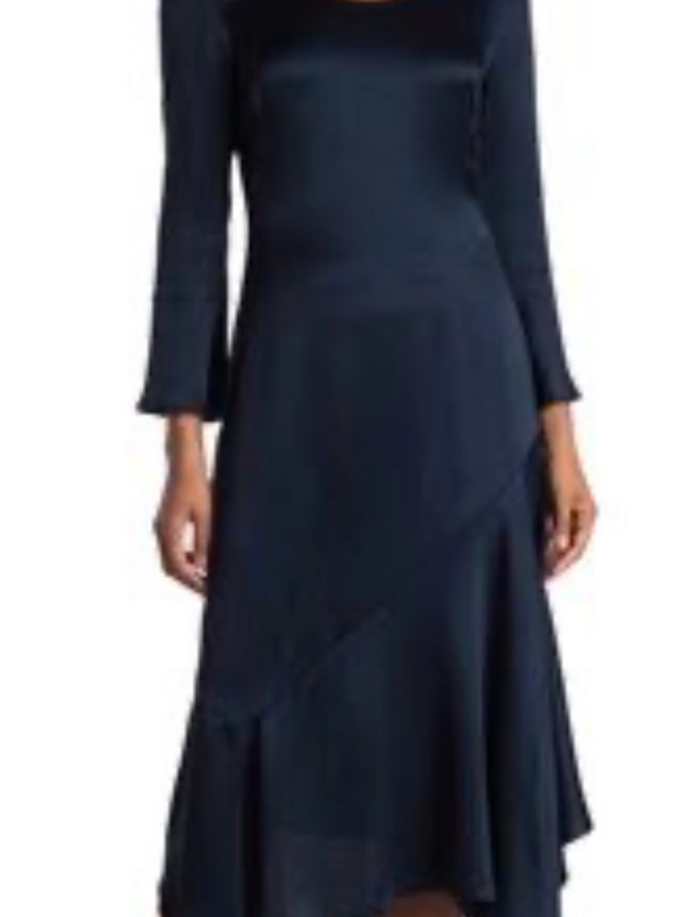Club Monaco Navy Long Sleeve Asymmetrical Hem Dress